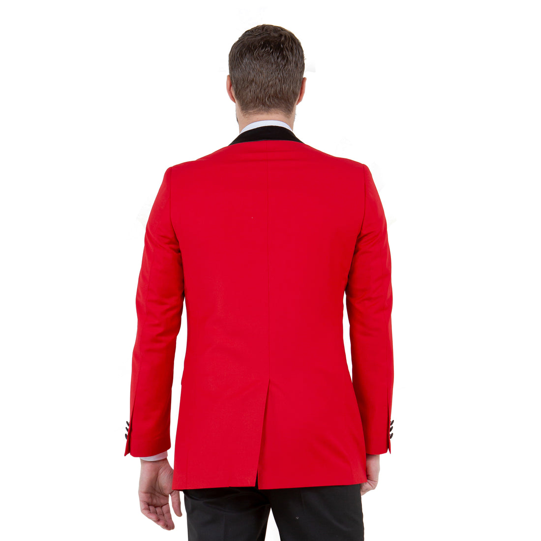 Tazzio Men's Red & Black Satin Textured Sport Coat – Shawl Collar Formal Blazer
