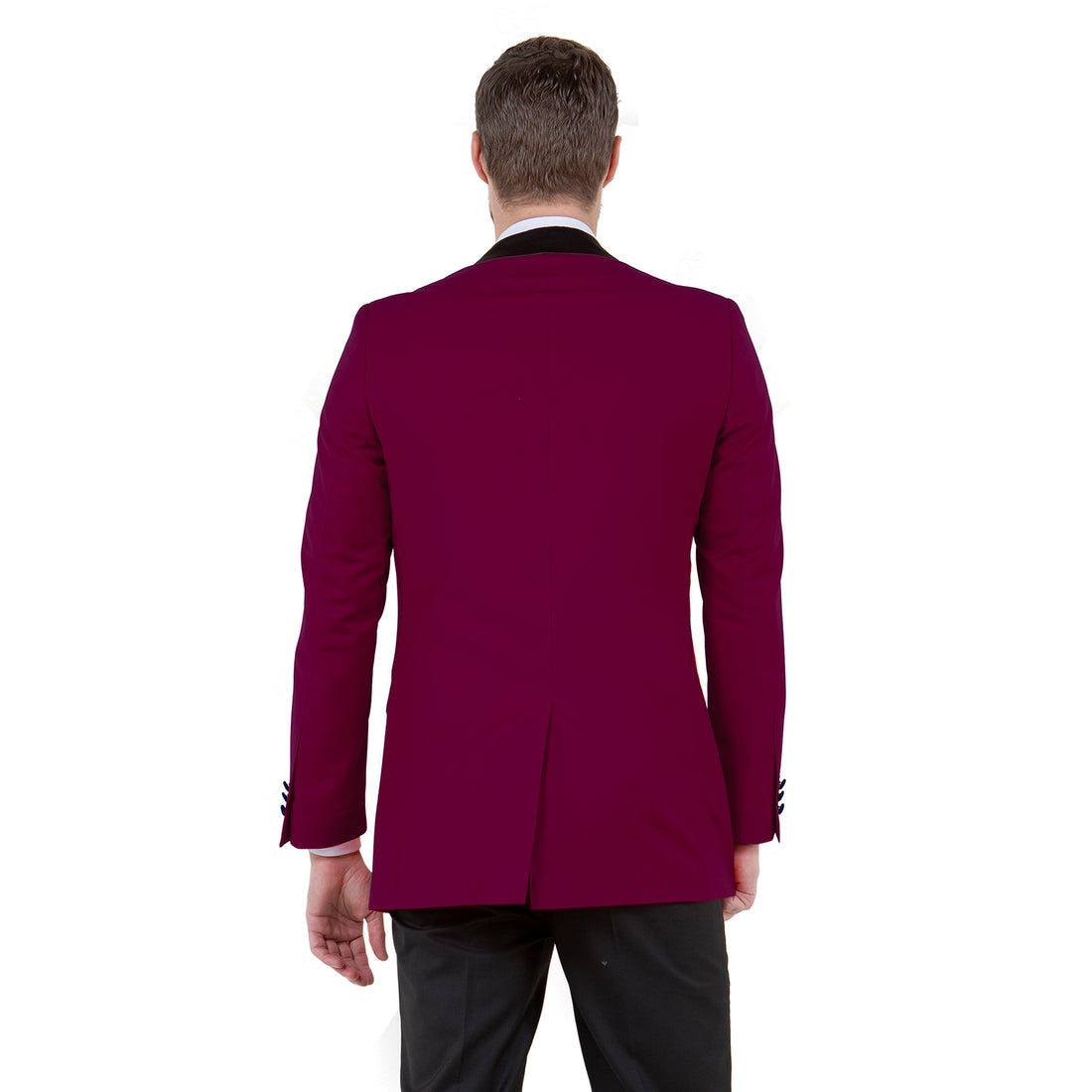 Tazzio Men's Burgundy Satin Textured Sport Coat – Shawl Collar Formal Blazer