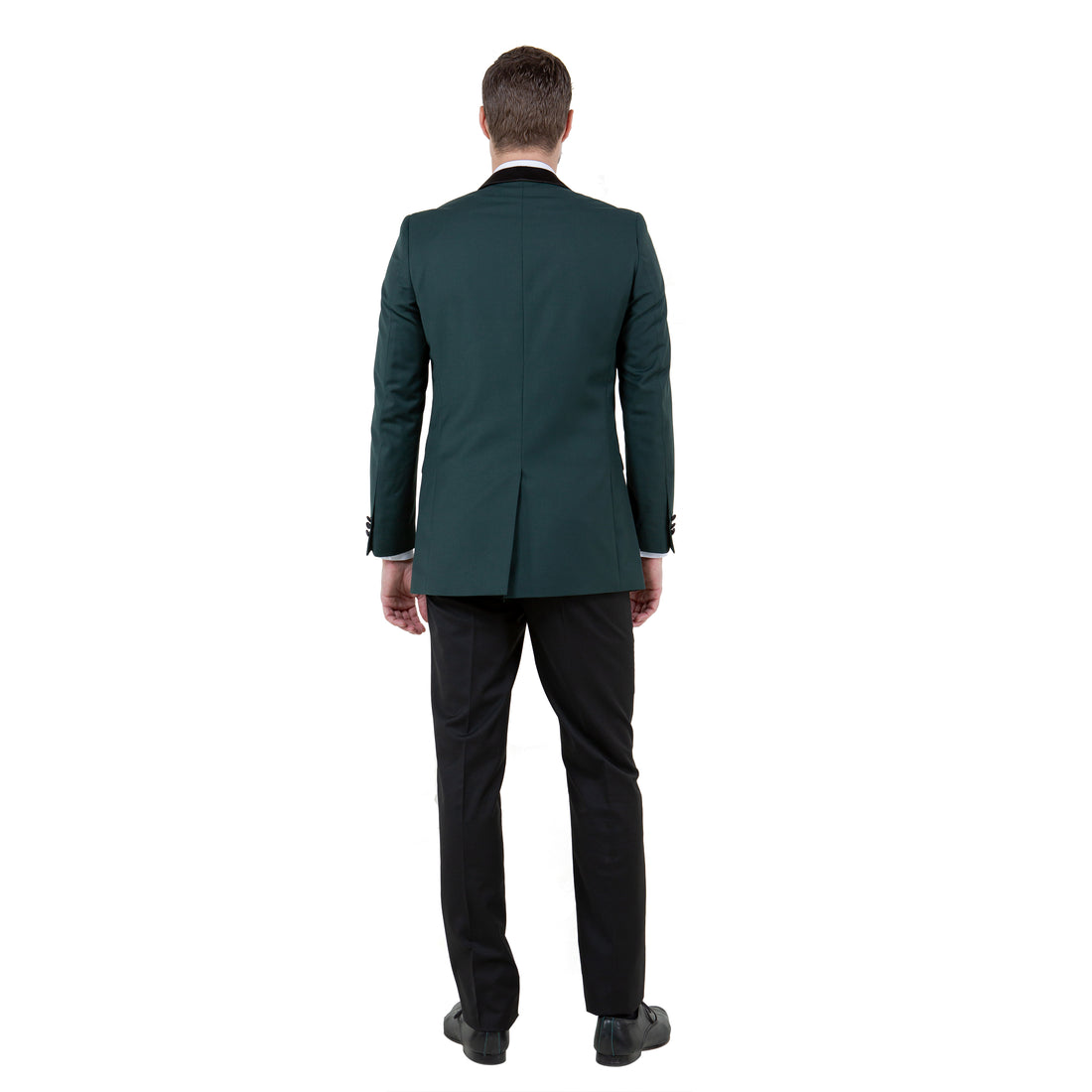 Tazzio Men's Green & Black Satin Textured Sport Coat – Shawl Collar Formal Blazer