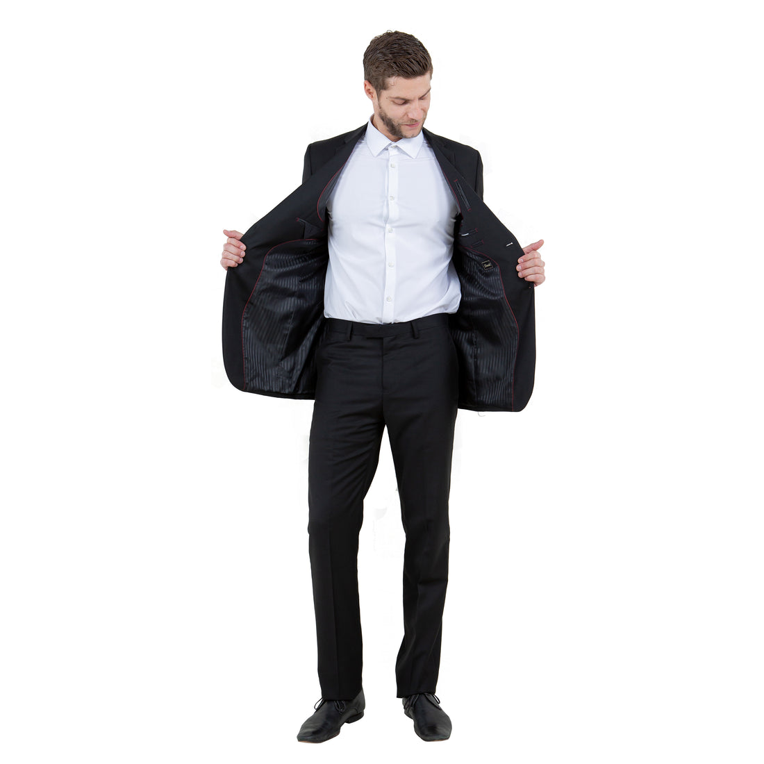 Demantie Men's Black Modern Fit Classic Sport Coat – Two-Button Notch Lapel Blazer