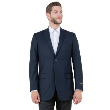 Tazzio Men's Navy Blue Tuxedo-Inspired Sport Coat – Satin Notch Lapel Formal Blazer