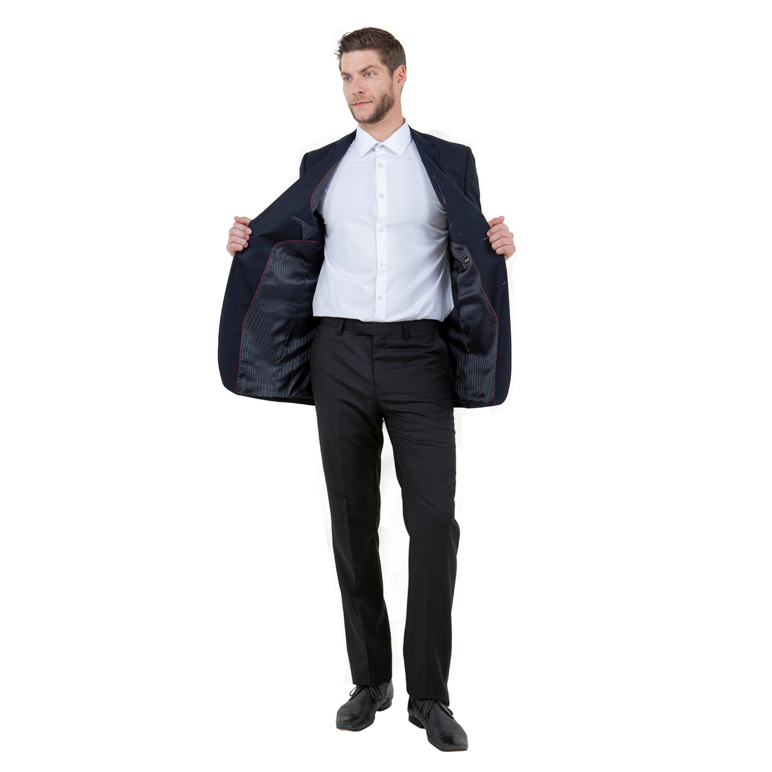 Tazzio Men's Navy Blue Tuxedo-Inspired Sport Coat – Satin Notch Lapel Formal Blazer