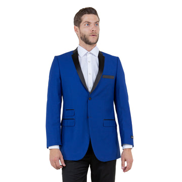 Tazzio Men's Royal Blue Tuxedo-Inspired Sport Coat – Satin Notch Lapel Formal Blazer
