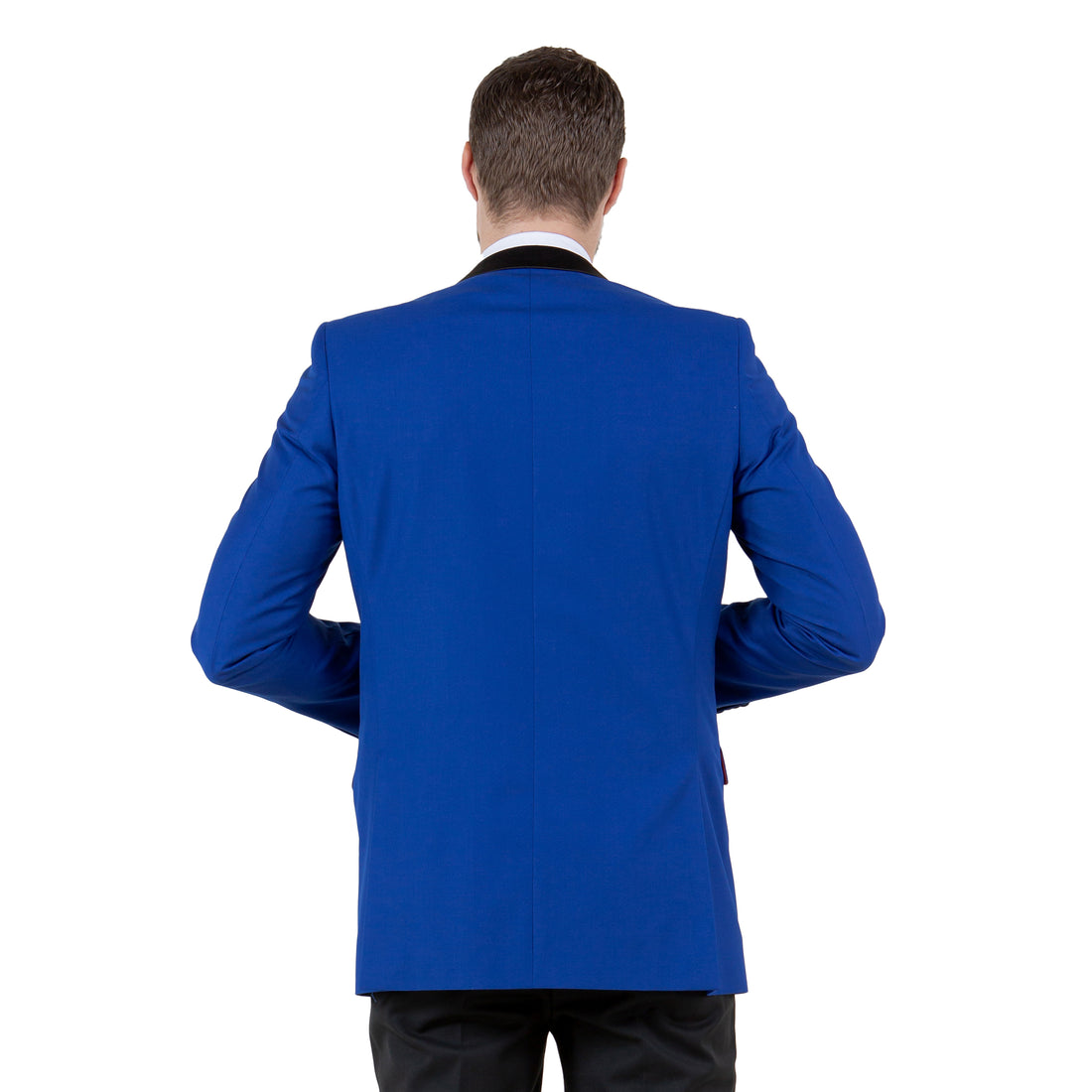 Tazzio Men's Royal Blue Tuxedo-Inspired Sport Coat – Satin Notch Lapel Formal Blazer