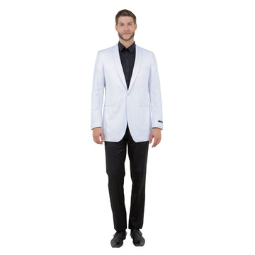 Tazzio Men's White Modern Fit Shawl Collar Blazer – Single-Button Formal Jacket