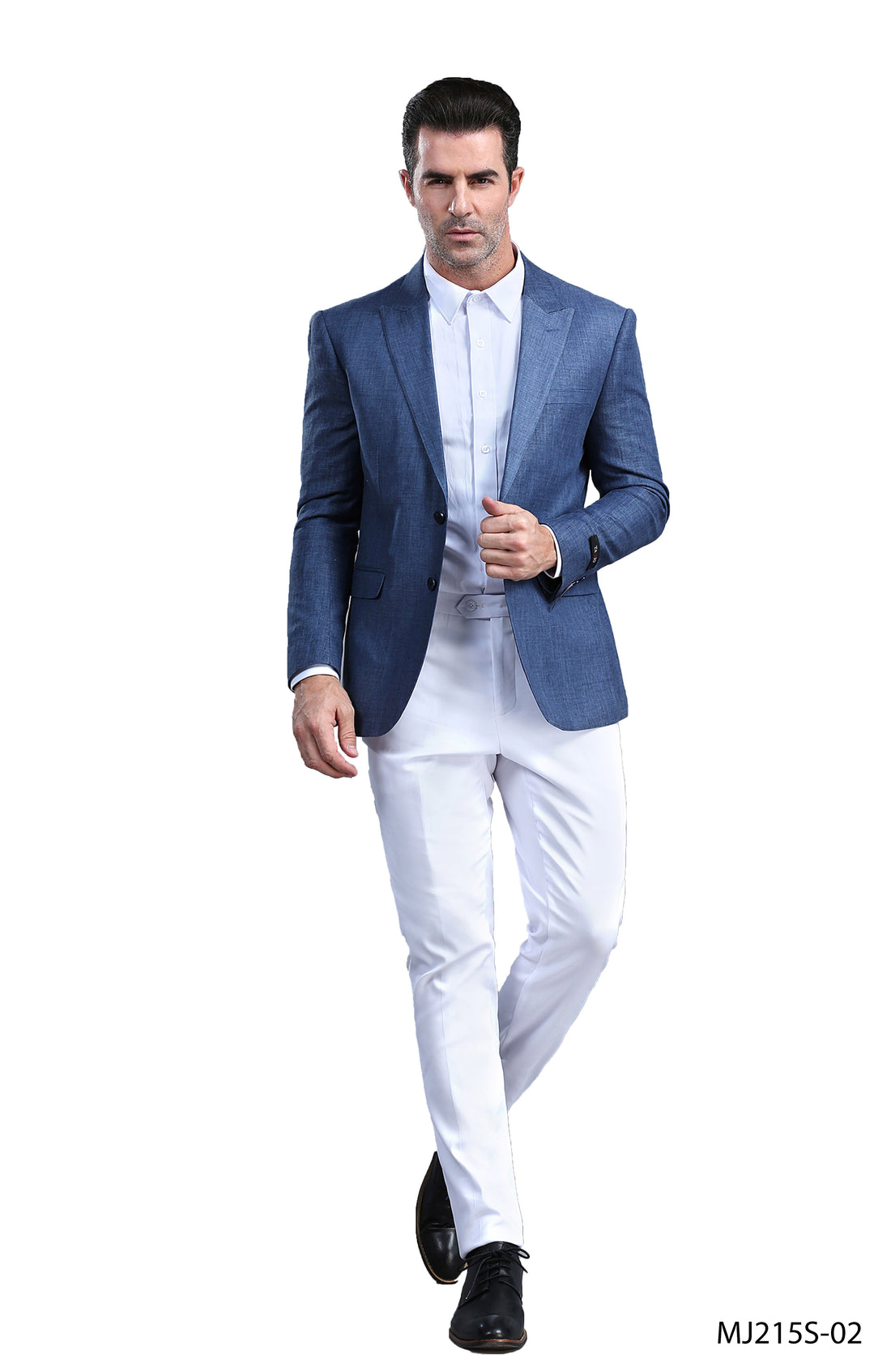 Tazzio Men's Navy Blue Slim-Fit Tuxedo-Inspired Sport Coat – Peak Lapel Formal Blazer