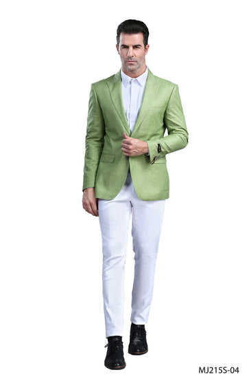 Tazzio Men's Green Slim-Fit Tuxedo-Inspired Sport Coat – Peak Lapel Formal Blazer