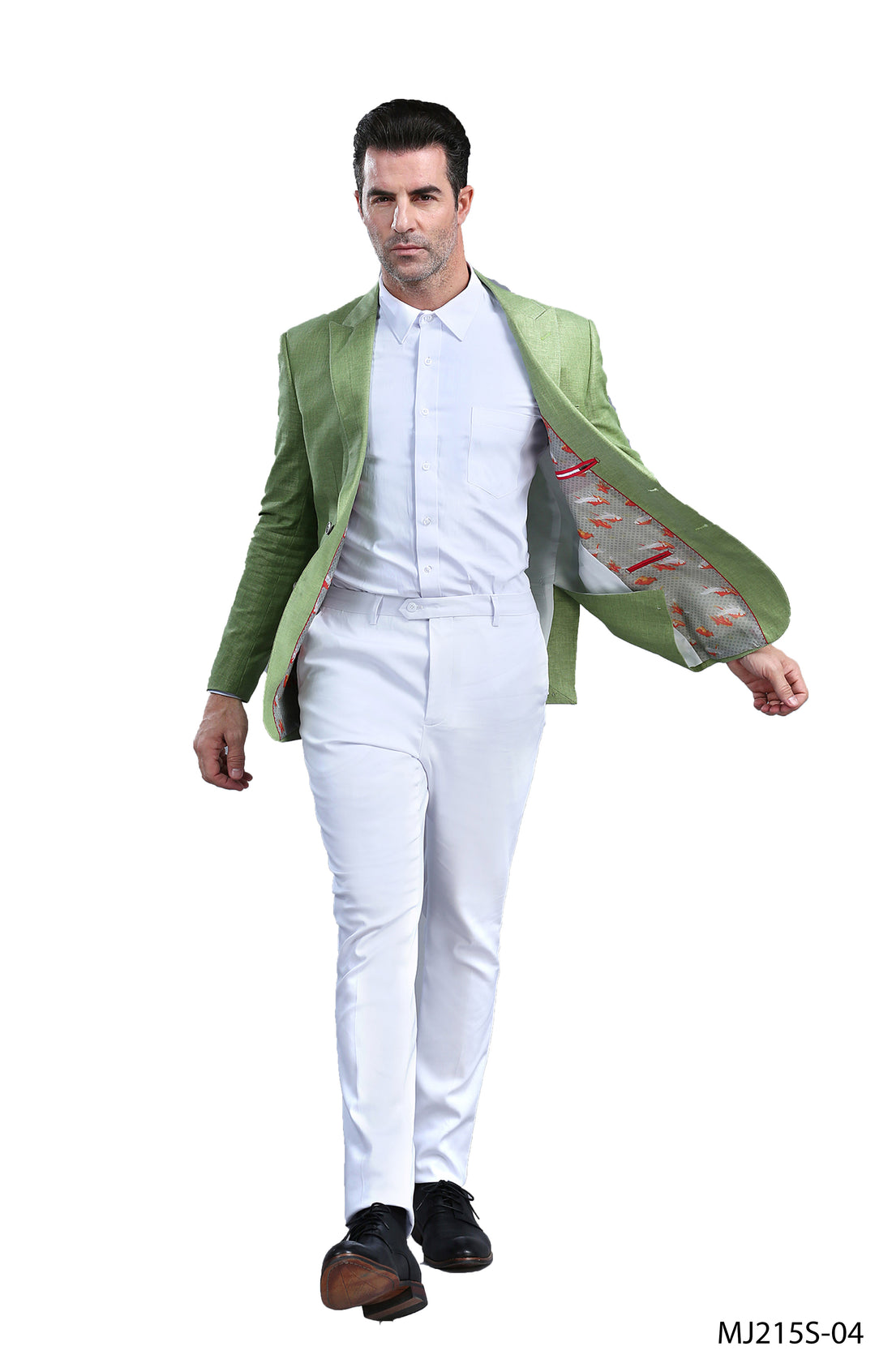 Tazzio Men's Green Slim-Fit Tuxedo-Inspired Sport Coat – Peak Lapel Formal Blazer