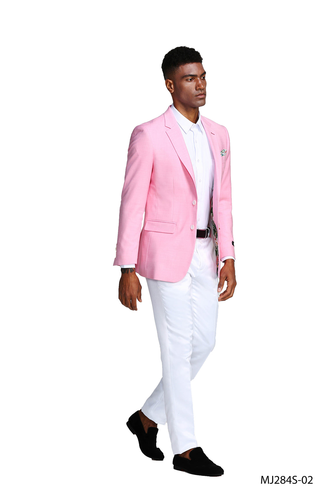 Tazzio Men's Pink Linen-Look Slim-Fit Blazer – Two-Button Notch Lapel Sport Coat