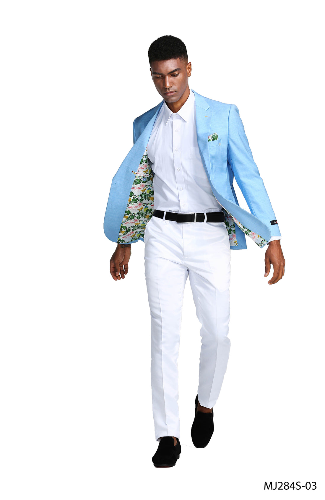 Tazzio Men's Sky Blue Slim-Fit Notch Lapel Blazer – Two-Button Sport Coat