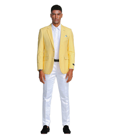 Tazzio Men's Lemon Slim-Fit Notch Lapel Blazer – Two-Button Sport Coat