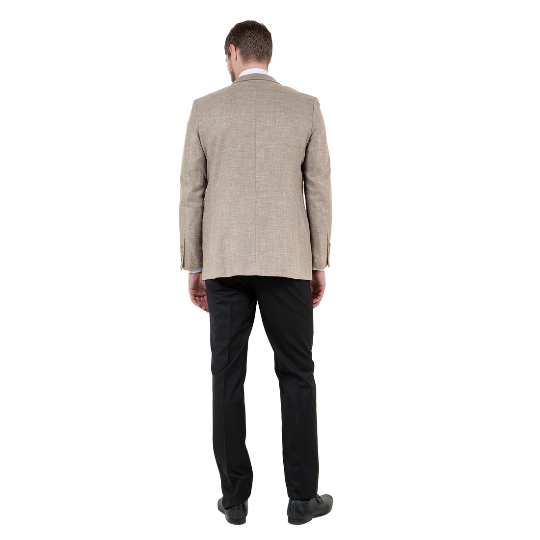 Tazzio Men's Tan Linen-Look Slim-Fit Blazer – Two-Button Notch Lapel Sport Coat