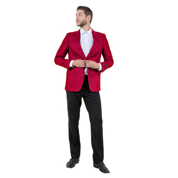 Tazzio Men's Burgundy Linen-Look Slim-Fit Blazer – Two-Button Notch Lapel Sport Coat