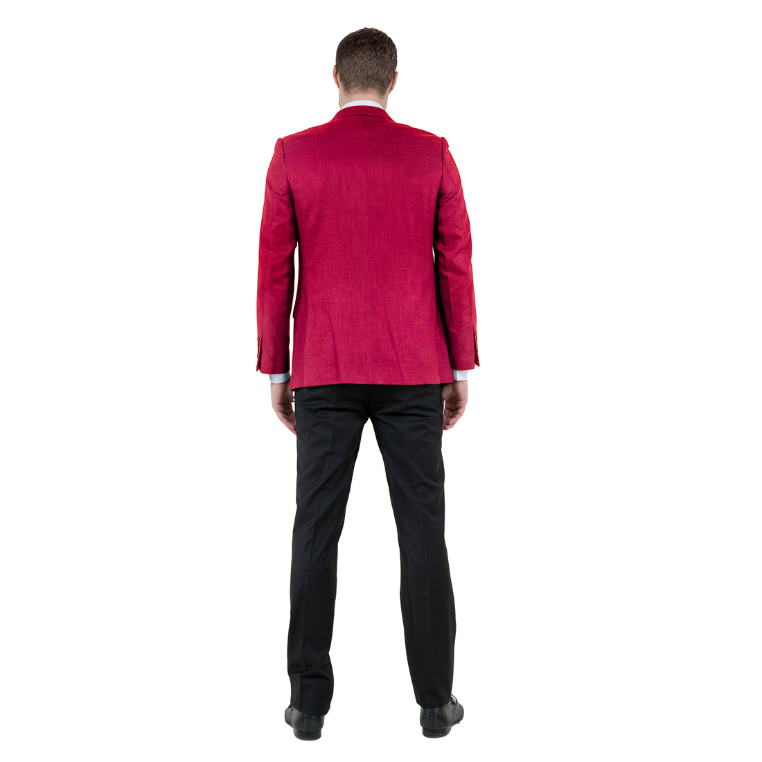 Tazzio Men's Burgundy Linen-Look Slim-Fit Blazer – Two-Button Notch Lapel Sport Coat
