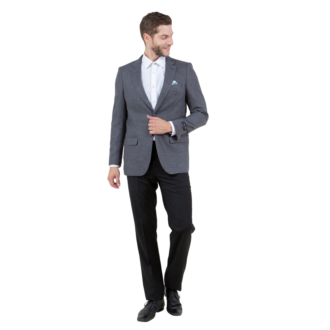Tazzio Men's Grey Linen-Look Slim-Fit Blazer – Two-Button Notch Lapel Sport Coat