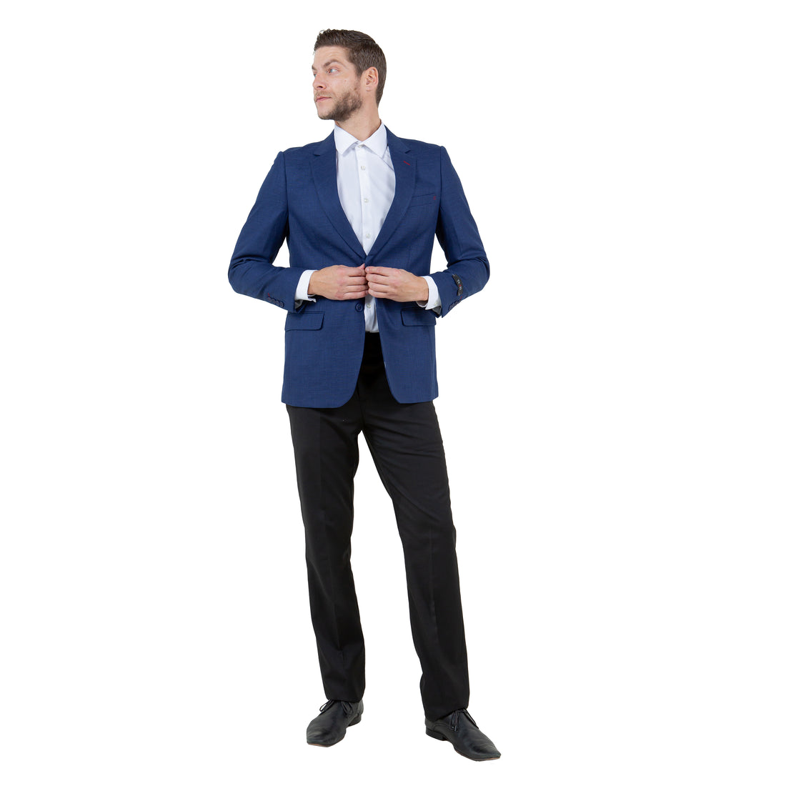 Tazzio Men's Navy Linen-Look Slim-Fit Blazer – Two-Button Notch Lapel Sport Coat