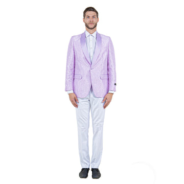 Tazzio Men's Lavender Skinny Fit Suit Blazer – Peak Lapel One-Button Jacket