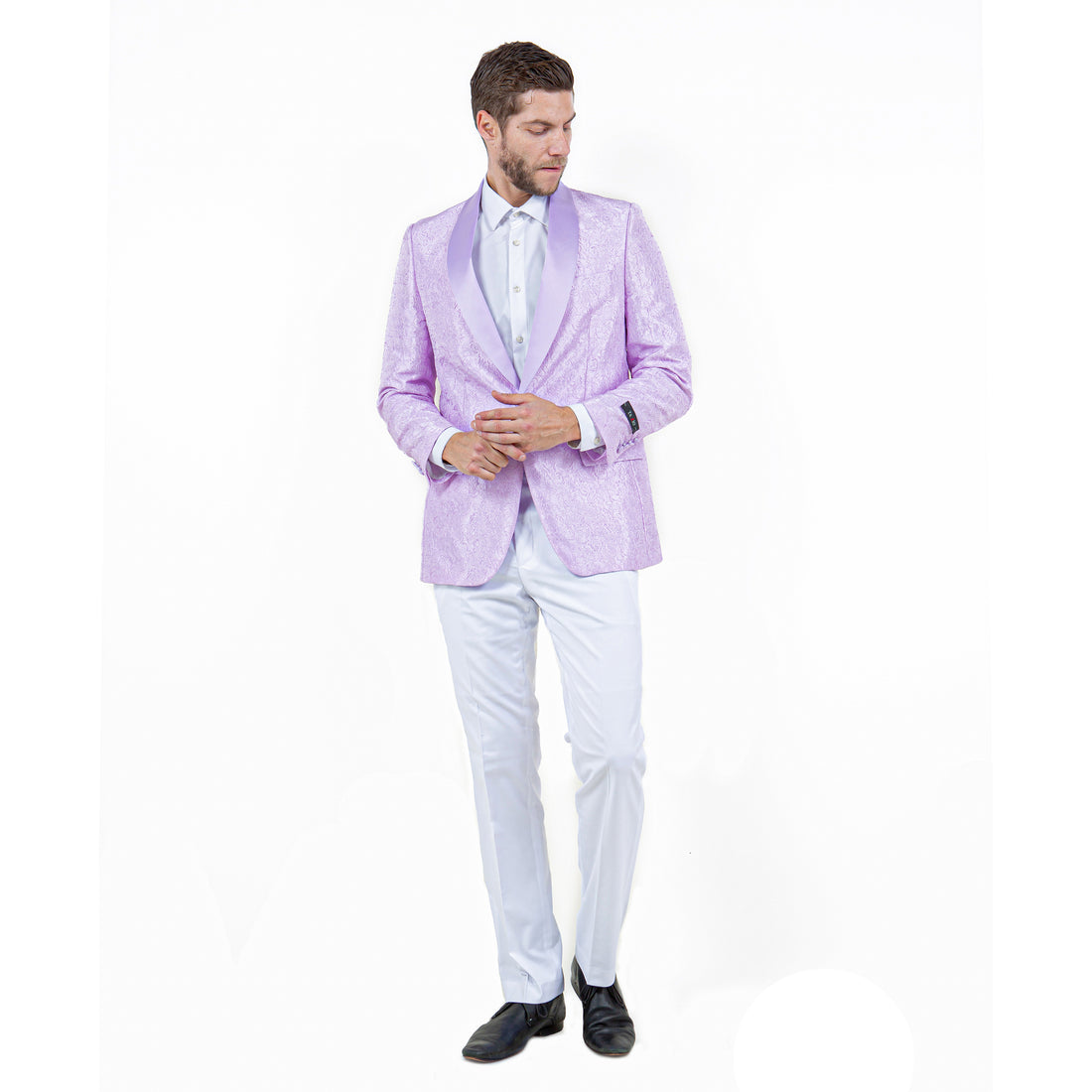 Tazzio Men's Lavender Skinny Fit Suit Blazer – Peak Lapel One-Button Jacket