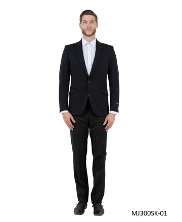 Tazzio Men's Black Skinny Fit Suit Blazer – Peak Lapel One-Button Jacket
