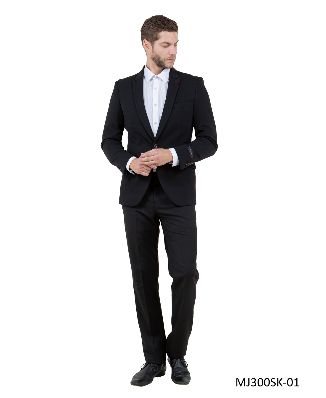 Tazzio Men's Black Skinny Fit Suit Blazer – Peak Lapel One-Button Jacket