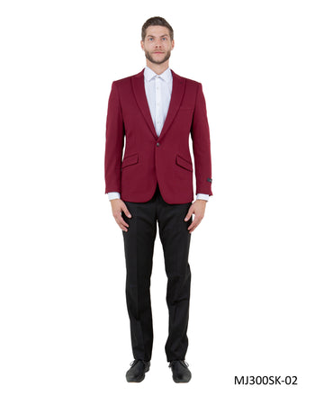 Tazzio Men's Burgundy Skinny Fit Suit Blazer – Peak Lapel One-Button Jacket