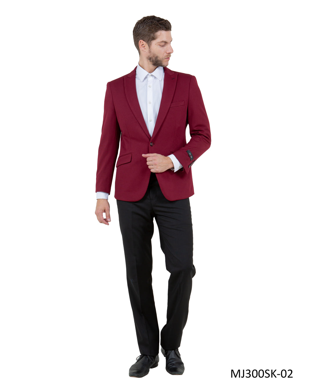 Tazzio Men's Burgundy Skinny Fit Suit Blazer – Peak Lapel One-Button Jacket