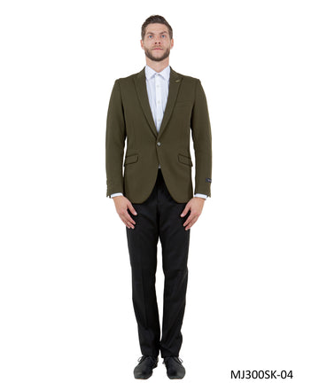 Tazzio Men's Green Skinny Fit Suit Blazer – Peak Lapel One-Button Jacket