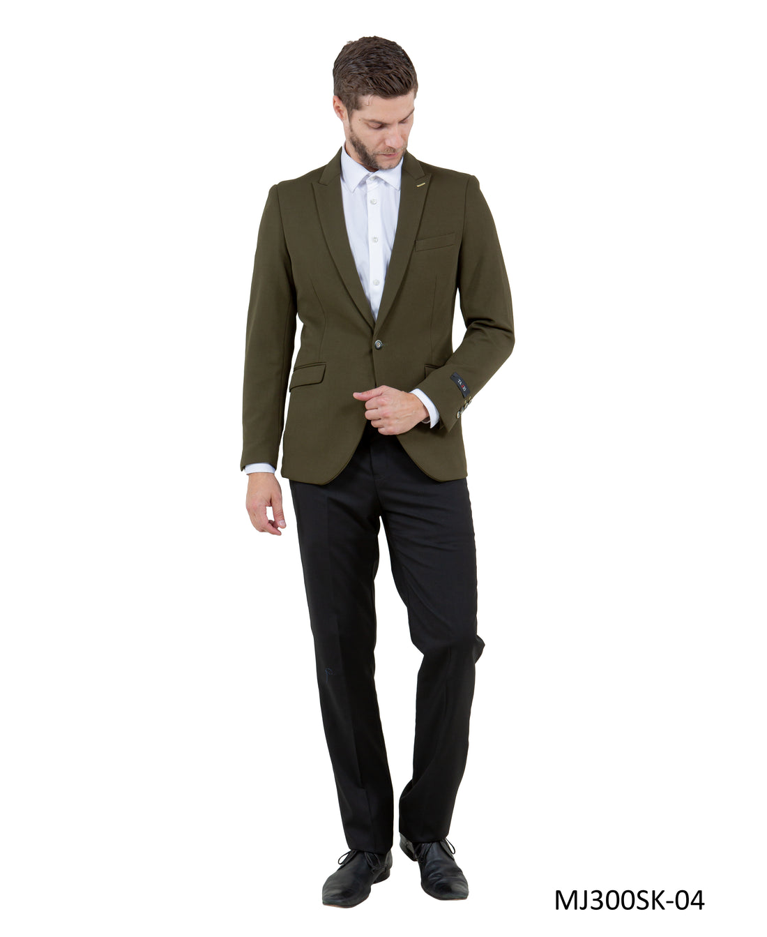 Tazzio Men's Green Skinny Fit Suit Blazer – Peak Lapel One-Button Jacket