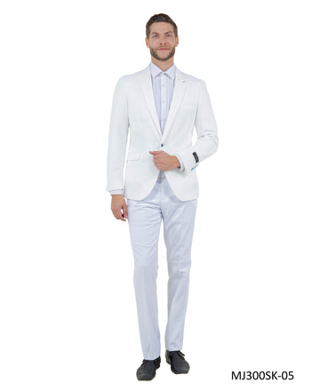 Tazzio Men's White Skinny Fit Suit Blazer – Peak Lapel One-Button Jacket