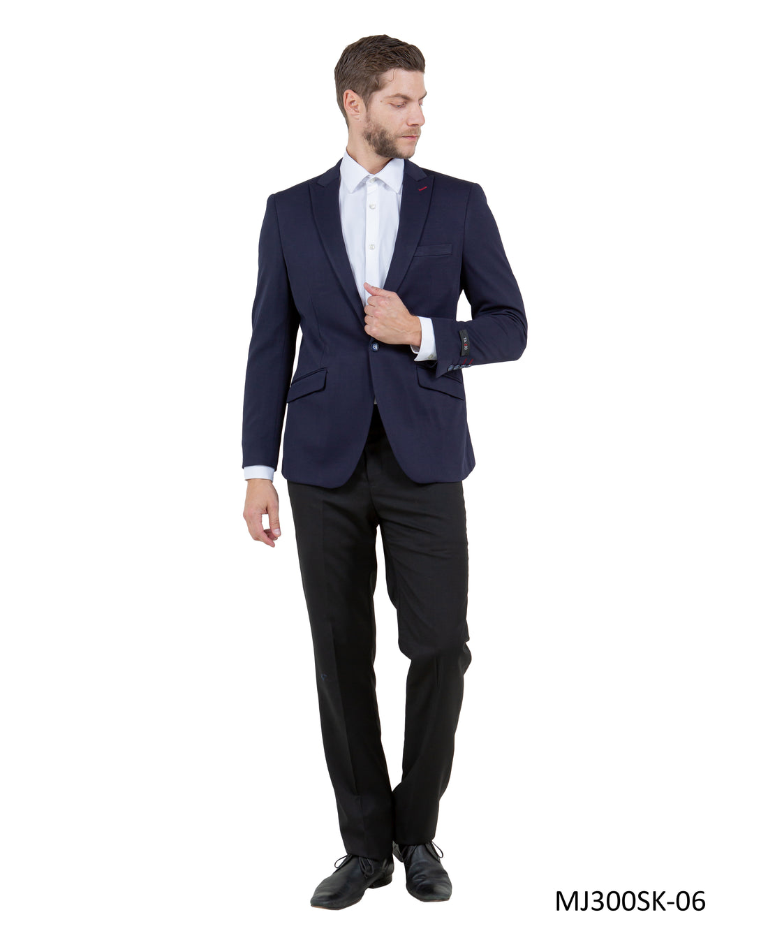 Tazzio Men's Navy Velvet Slim-Fit Blazer – Satin Shawl Collar Formal Jacket