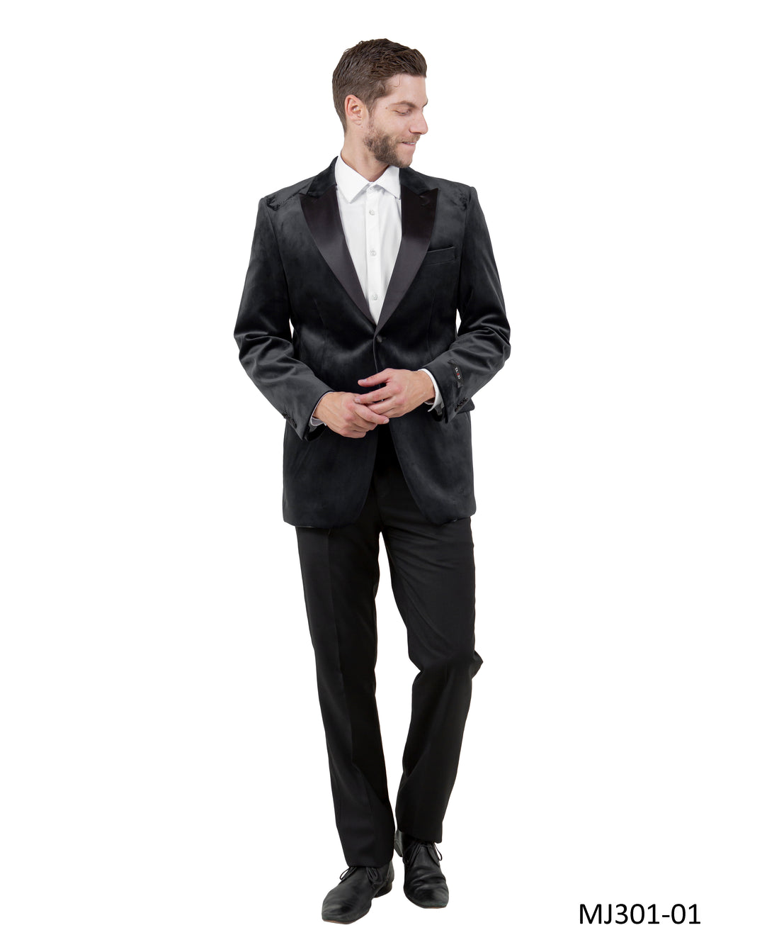 Tazzio Men's Black Velvet Slim-Fit Blazer – Satin Shawl Collar Formal Jacket