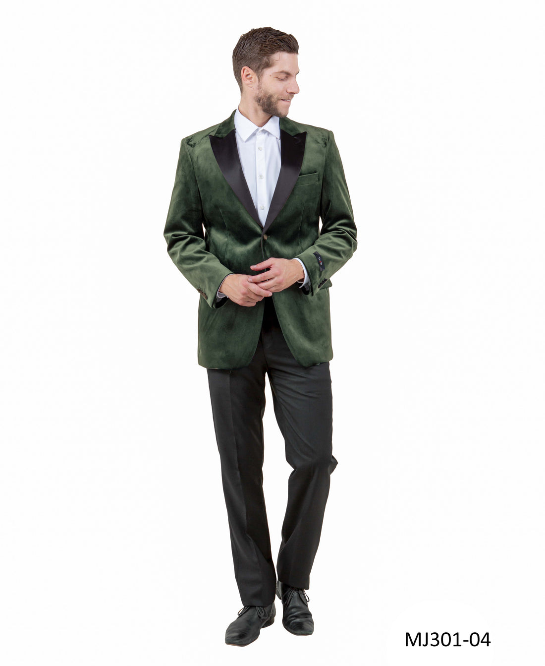 Tazzio Men's Olive Velvet Slim-Fit Blazer – Satin Shawl Collar Formal Jacket