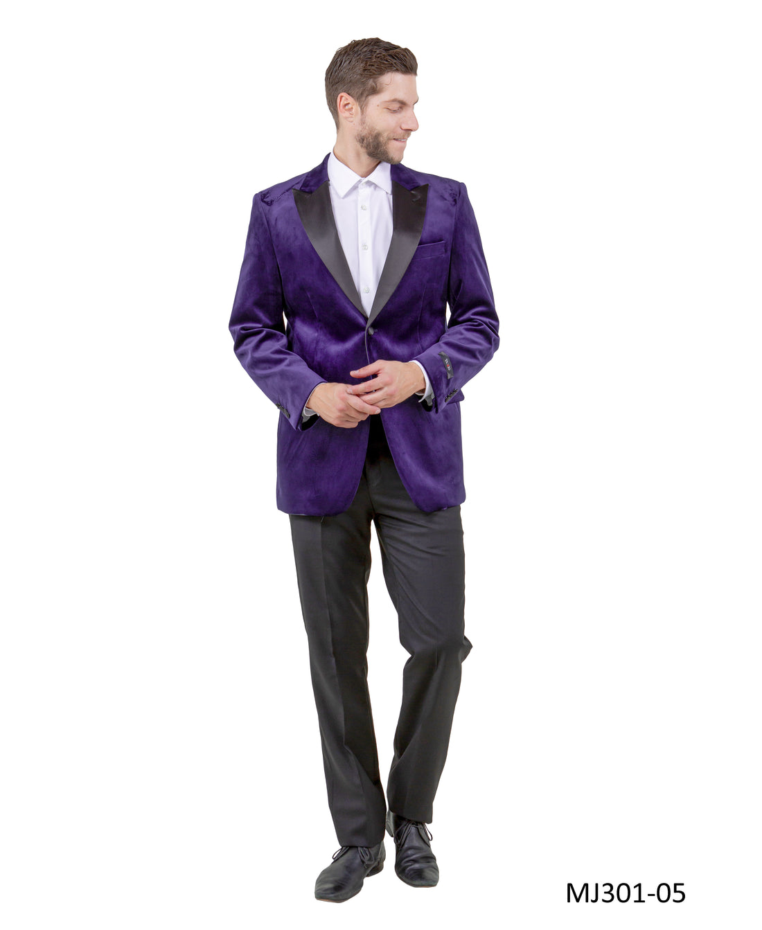 Tazzio Men's Purple Velvet Slim-Fit Blazer – Satin Shawl Collar Formal Jacket