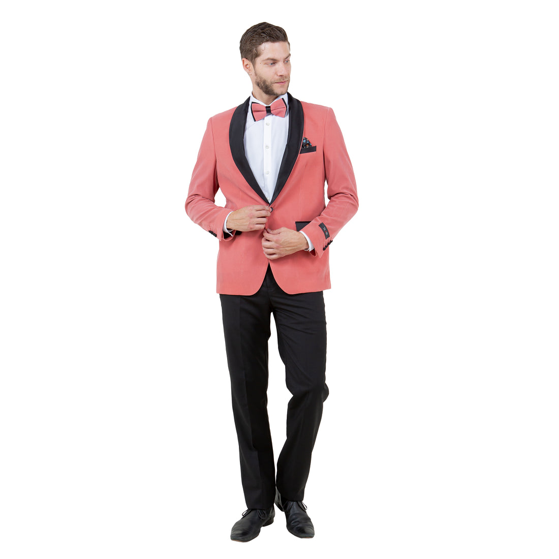 Tazzio Men's Mauve Floral Jacquard Dinner Jacket – Black Satin Shawl Lapel Blazer