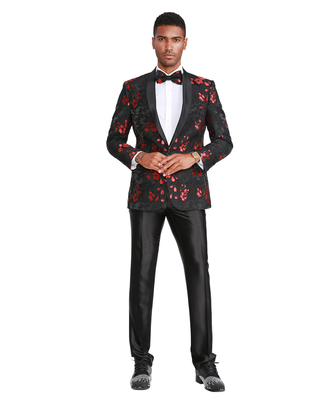 Zegarie Men's Red & Black Tailored-Fit Suit Jacket – Notch Lapel Suit Separate