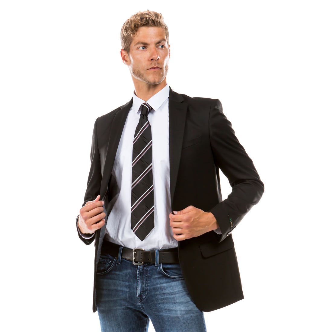 Zegarie Men's Tailored-Fit Black Suit Jacket – Notch Lapel Suit Separate