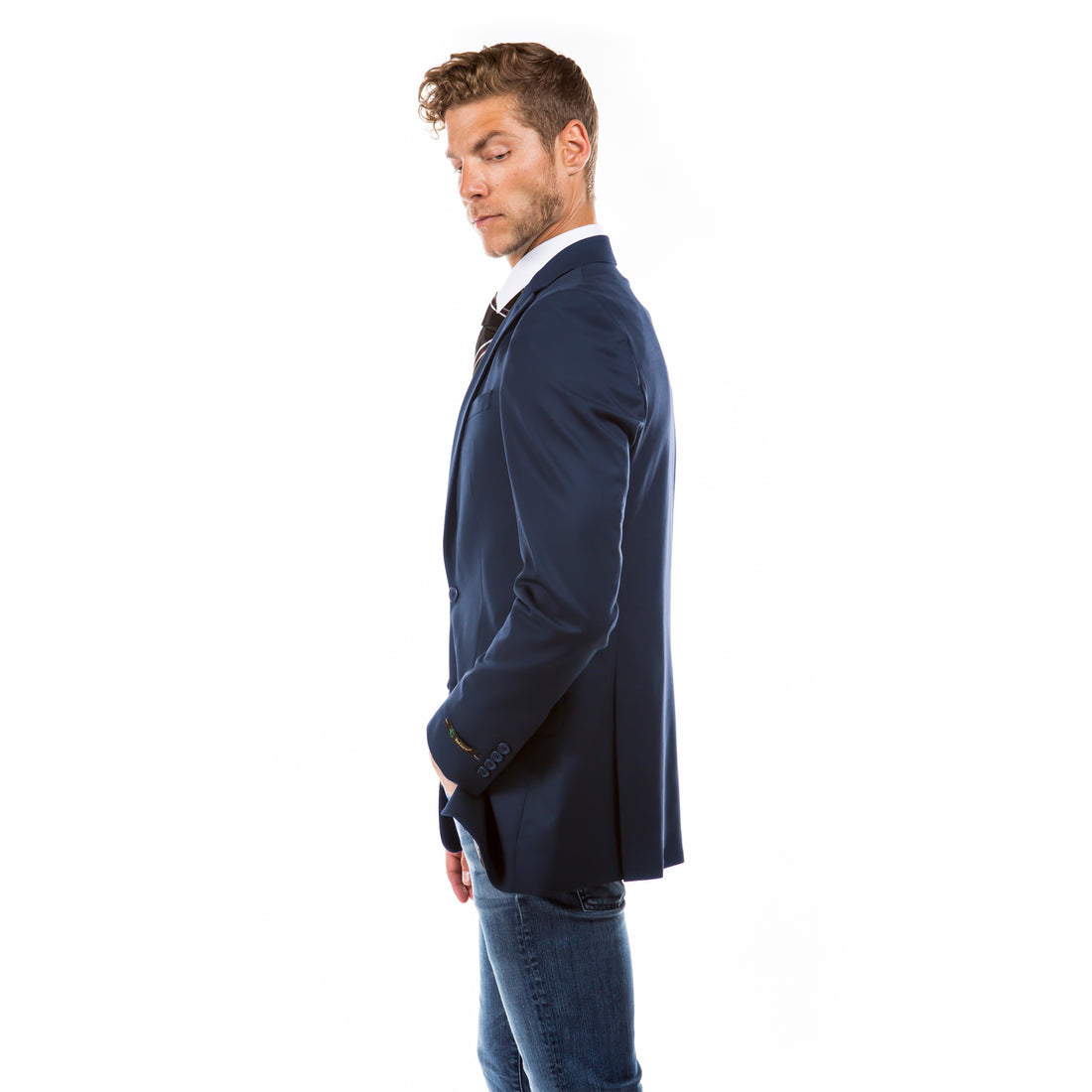 Zegarie Men's Tailored-Fit Navy Suit Jacket – Notch Lapel Suit Separate