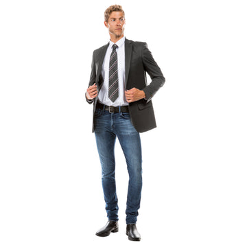 Zegarie Men's Tailored-Fit Dark Grey Suit Jacket – Notch Lapel Suit Separate