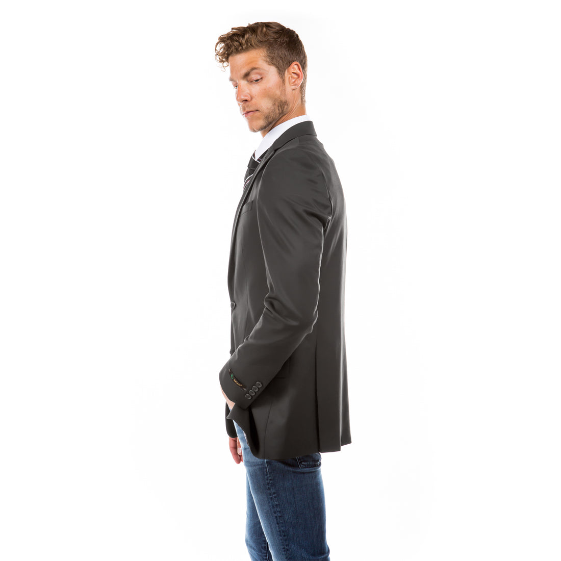 Zegarie Men's Tailored-Fit Dark Grey Suit Jacket – Notch Lapel Suit Separate