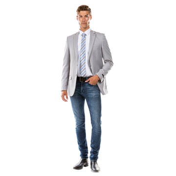 Zegarie Men's Tailored-Fit Light Grey Suit Jacket – Notch Lapel Suit Separate