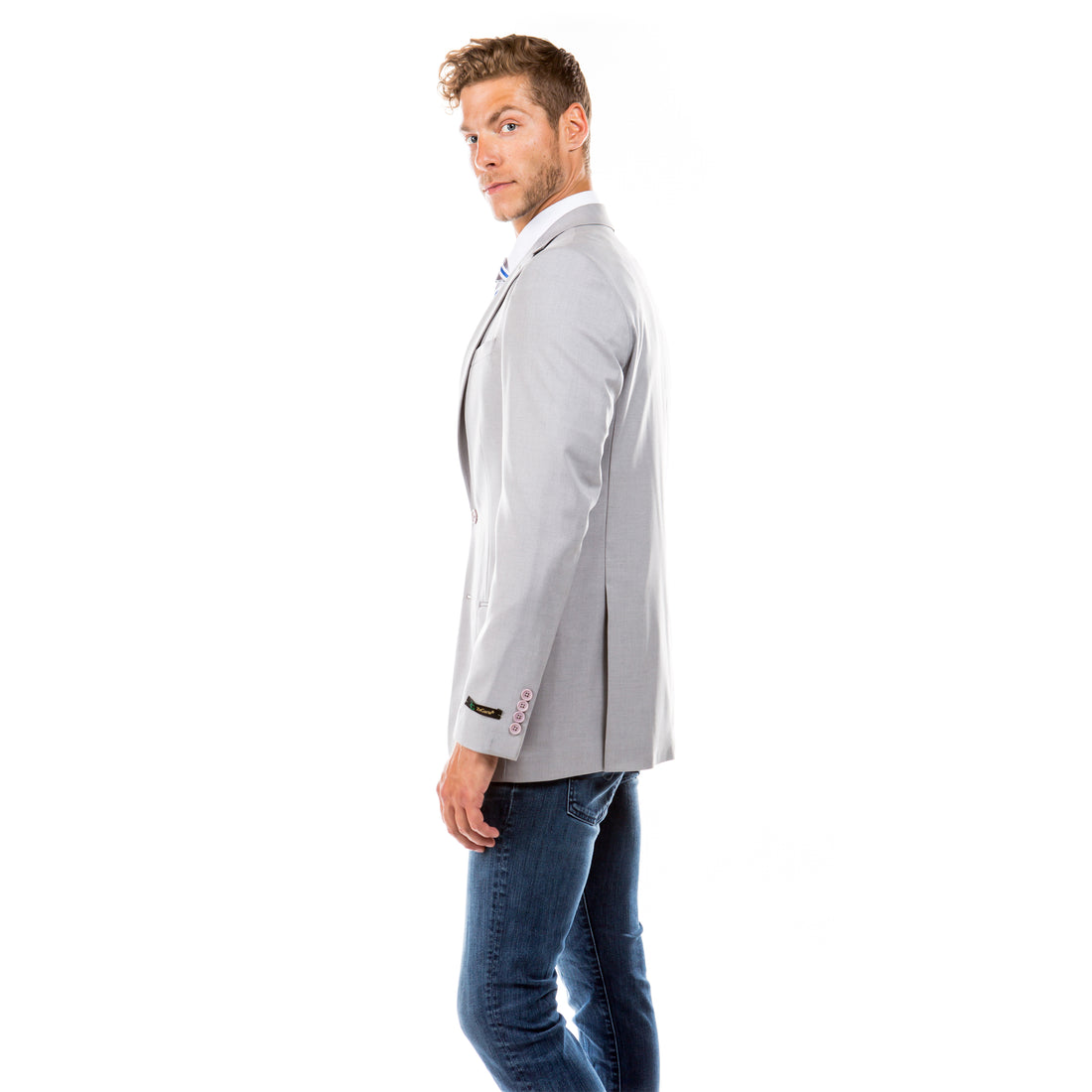 Zegarie Men's Tailored-Fit Light Grey Suit Jacket – Notch Lapel Suit Separate