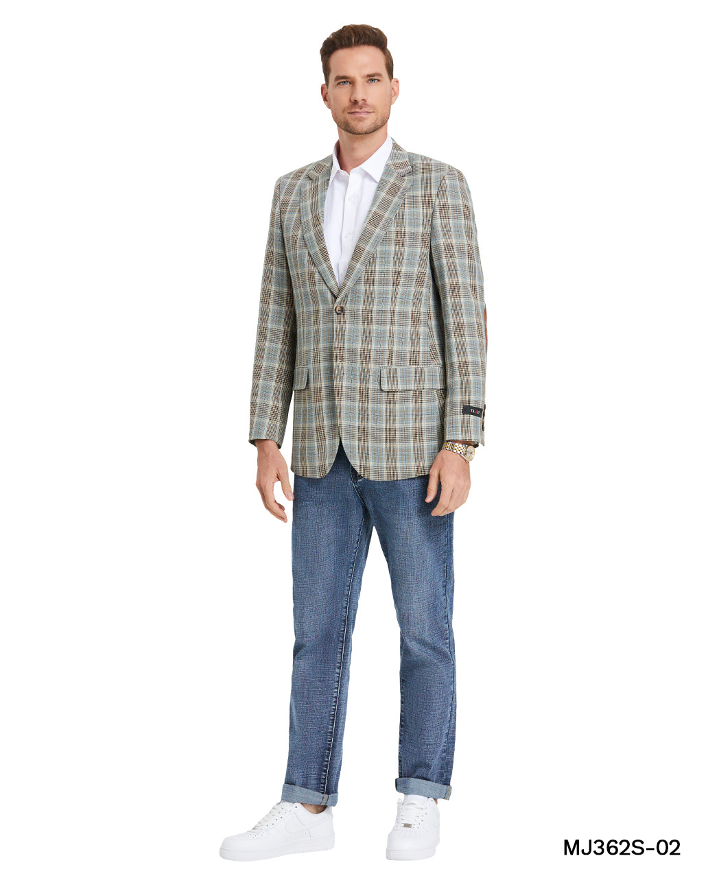 Tazzio Men's Camel Floral Slim-Fit Blazer – Satin Shawl Collar Sport Coat