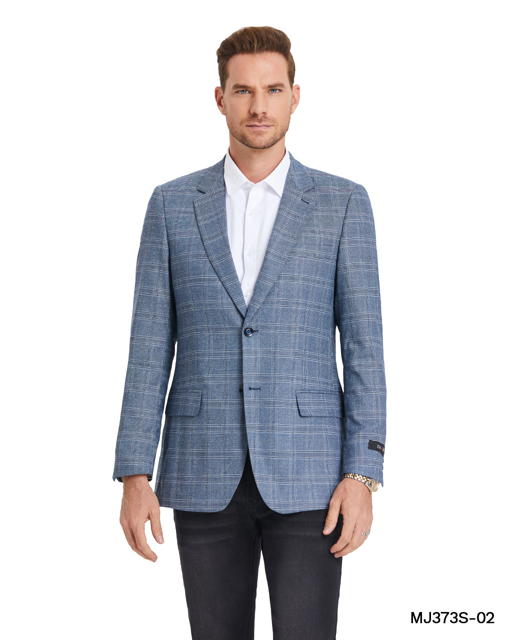 Zegarie Men's Blue Plaid Sport Coat – Modern Fit Two-Button Blazer