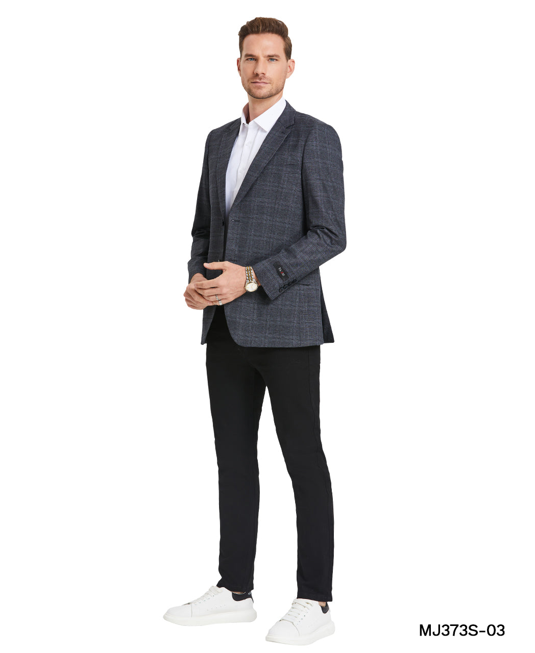 Zegarie Men's Black Plaid Sport Coat – Modern Fit Two-Button Blazer