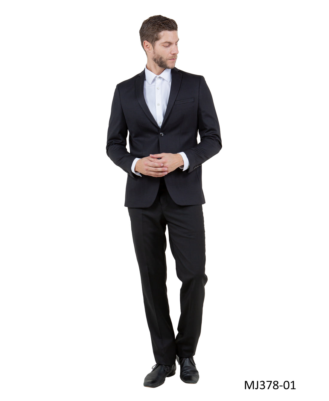 Tazzio Men's Black Knit Slim-Fit Blazer – Peak Lapel One-Button Sport Coat