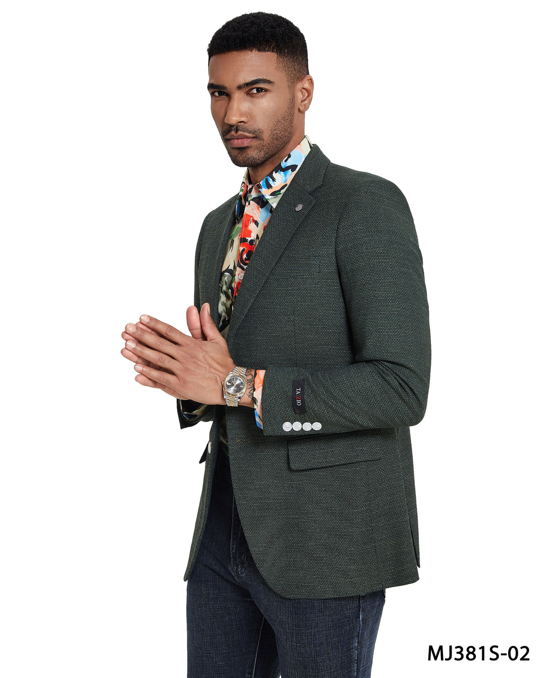 Tazzio Men's Dark Green Solid Textured Slim-Fit Blazer – Notch Lapel Sport Coat