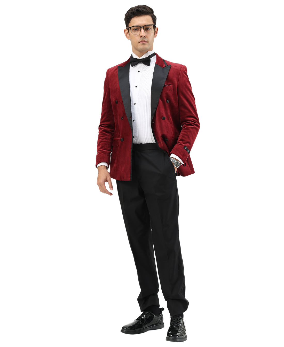Tazzio Men’s Burgundy Velvet Tuxedo Sport Coat – Satin Peak Lapel Formal Blazer