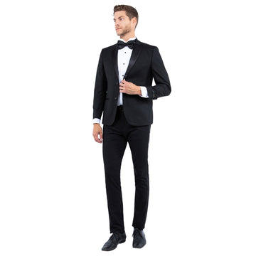 Men's Black Tailored-Fit Tuxedo Jacket – Satin Notch Lapel Formal Blazer