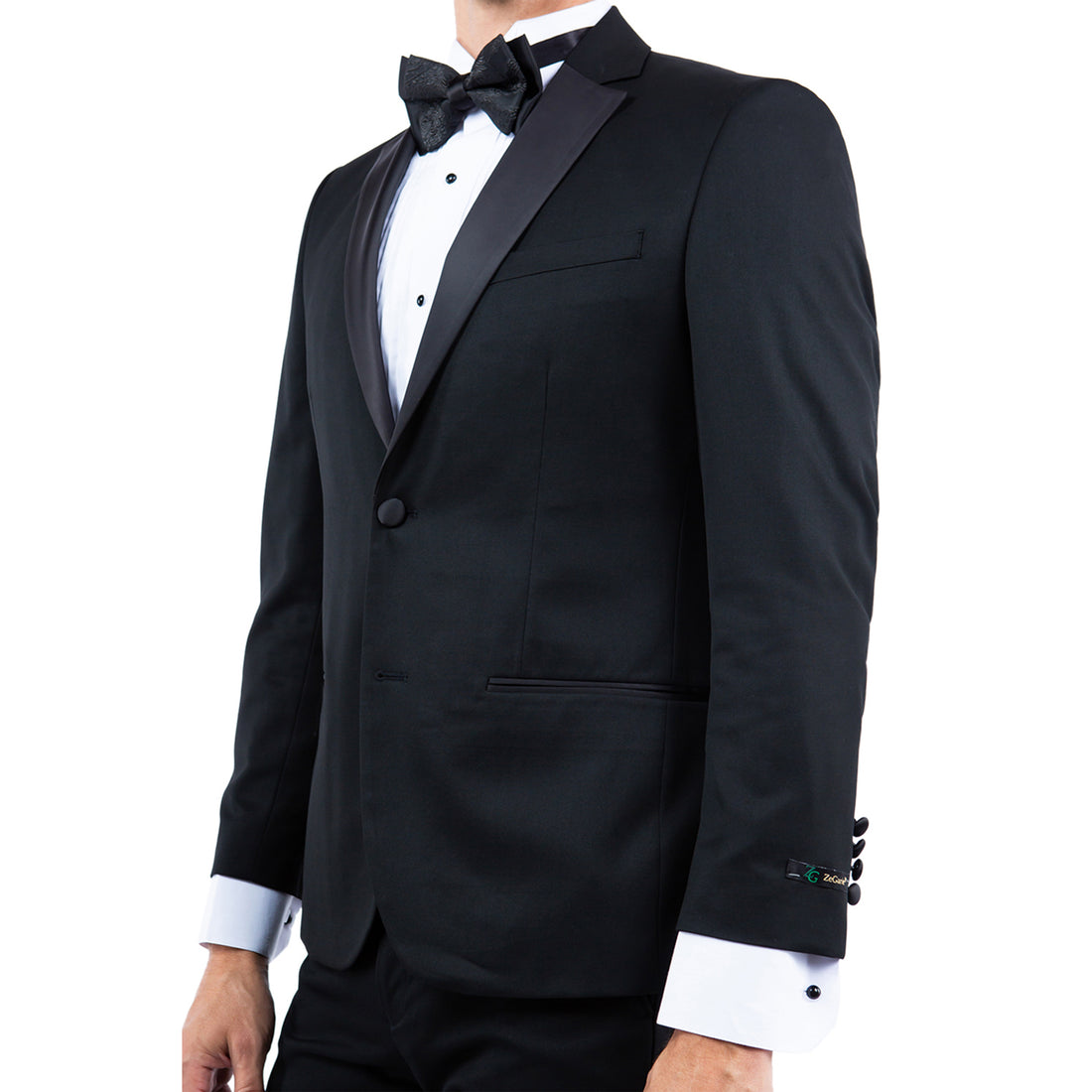 Men's Black Tailored-Fit Tuxedo Jacket – Satin Notch Lapel Formal Blazer