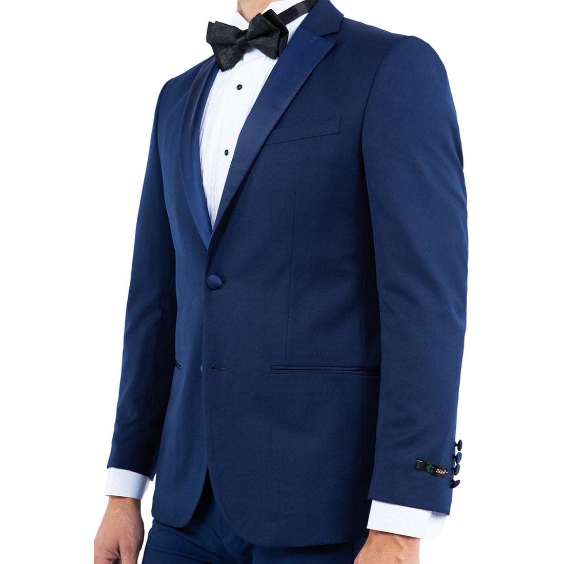 Men's Navy Tailored-Fit Tuxedo Jacket – Satin Notch Lapel Formal Blazer